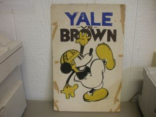 Vintage Yale Vs.  Brown Mickey Mouse Cardboard Hand - Painted Football Sign