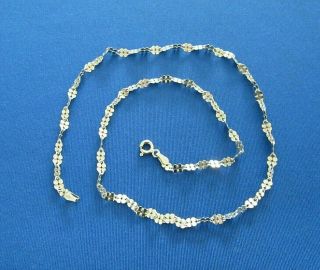 Vintage 925 Sterling Silver Necklace Chain Detailed Link 3.  3 G.  18 Inches