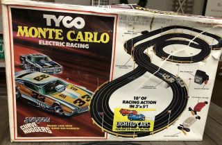 Vintage Tyco Monte Carlo Electric Racing Set Lighted Cars