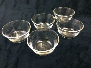 Set Of 5 Vintage Pyrex 463 Clear Glass Ramekin Custard Bowl Scalloped Edge 6 Oz