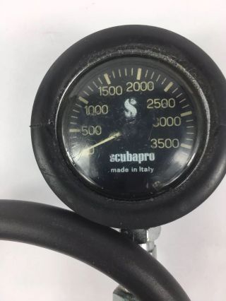 Vintage Scubapro 3500 Psi Brass Pressure Gauge With Hose