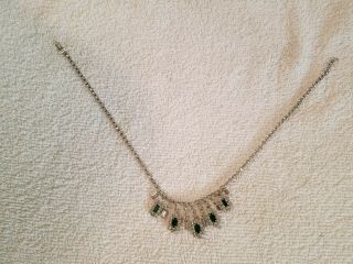 Vintage Emeral And Crystal Necklace From Czechoslovakia