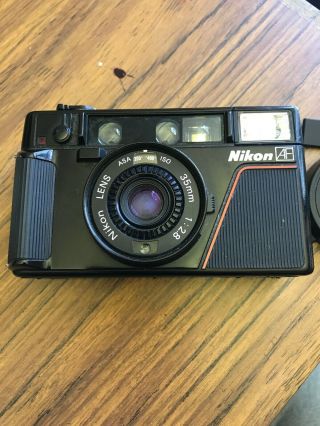 Vintage Nikon L35 Ad 35mm Point & Shoot Film Camera F/2.  8 Lens