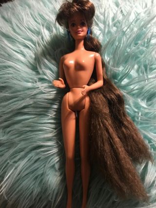 Vintage Barbie 1966 Malaysia.  Extra Long Hair Brunette,  Nude