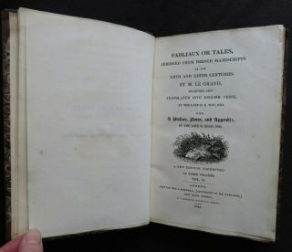 BEWICK 1815 FABLES 3v WOOCUTS Grand FABLIAUX TALES from FRENCH MANUSCRIPTS Way 8