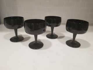 Gorham Reizart Black Chrystal Vintage Champagne/sherbet Glasses Set Of 4