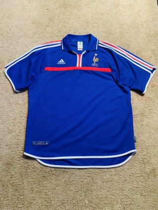 Vintage Fff Adidas France 2000 Home Soccer Jersey Football Shirt Sz Xl