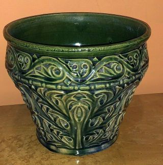 Vintage Majolica Jardiniere Pottery Planter Pot Blue Green Yellow