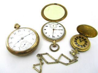 3 Vintage Pocket Watches & Repair - Hamilton Elgin Sheffield