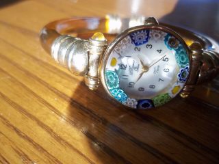 VINTAGE (?) MURANO GLASS BANGLE WATCH BROWN LUCITE NEEDS BATTERY 2