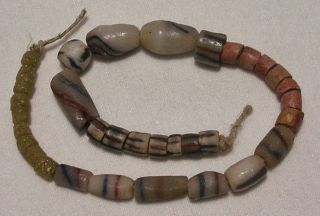 34 African Trade Beads Asst Mainly Whites Strand W Bauxite Some Vintage Some