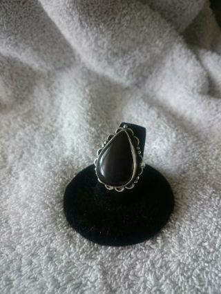 Stunning Vintage Black Onyx Sterling Silver Size 7 Ring