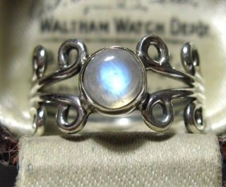 Vintage Style Solid Sterling Silver Celtic Moonstone Stone Jewellery Ring P 7.  5