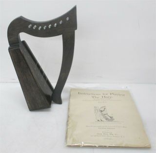 14 " Celctic Harp 8 Strings W/ Vintage Instructions For Playing Harp