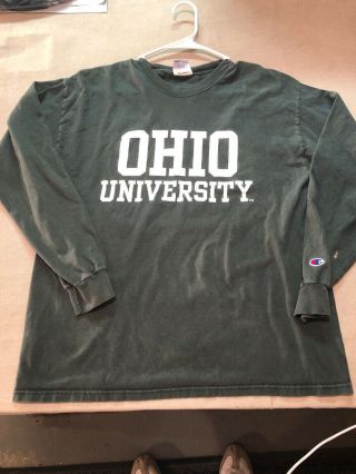 Ohio University Bobcats Long Sleeve T - Shirt Large Vintage Champion Runs Small