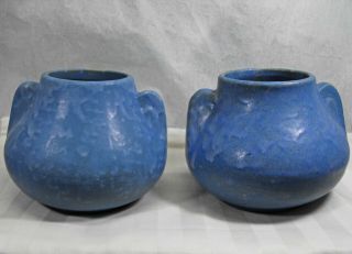 Vintage Mccoy Double Handle Vases Pair Arts & Crafts Matte Finish