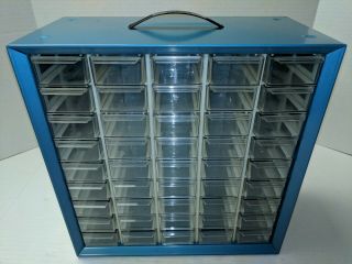 Vtg Akro - Mils 45 Drawer Metal Storage Cabinet Handle Parts Tools Bin Box