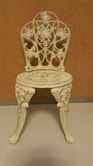 Vintage Cast Iron Plant Stand Patio Porch Deck Chair White Shabby Chic