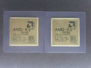 2x Amd - K5 Pr 166 Gold Vintage Ceramic Cpu For Gold Scrap Recovery