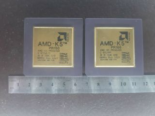 2X AMD - K5 PR 166 GOLD VINTAGE CERAMIC CPU FOR GOLD SCRAP RECOVERY 3