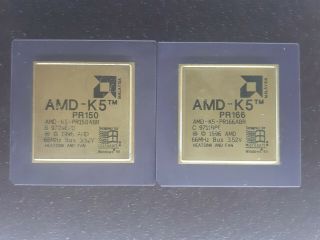 2X AMD - K5 PR 166 GOLD VINTAGE CERAMIC CPU FOR GOLD SCRAP RECOVERY 6