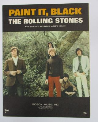 Vintage Paint It Black The Rolling Stones Sheet Music 1966 Gideon Music Jagger