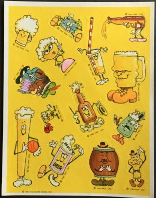 Vintage Scratch & Sniff Stickers - Hallmark - Beer - Dated 1984