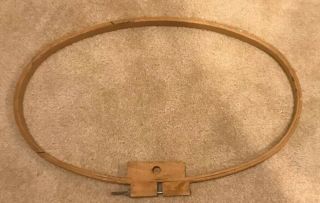 Vintage Gibbs Wood Quilt Quilting Oval Hoop Screw And Wingnut 27 x 17 x 1 2