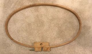 Vintage Gibbs Wood Quilt Quilting Oval Hoop Screw And Wingnut 27 x 17 x 1 3