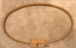 Vintage Gibbs Wood Quilt Quilting Oval Hoop Screw And Wingnut 27 x 17 x 1 4