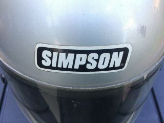 Vintage Simpson 1981 Model 61 - Snell 1975 - Silver Motorcycle Helmet Size 7 3/8