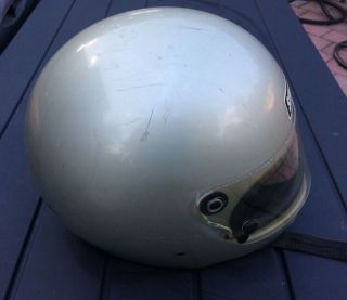 Vintage SIMPSON 1981 Model 61 - Snell 1975 - Silver Motorcycle Helmet Size 7 3/8 5