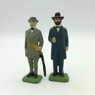 Vintage American Civil War Metal Toy Soldier General Grant Lee Unknown Brand 2 "