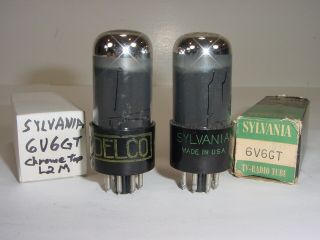 2 Vintage Nos Sylvania 6v6gt 6v6 Chrome Top Smoked Matched Amplifier Tube Pair