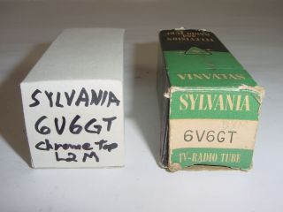 2 Vintage NOS Sylvania 6V6GT 6V6 Chrome Top Smoked Matched Amplifier Tube Pair 8