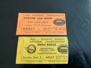 Vintage 1961 7th Annual Nhra Indy Nationals Race Ticket With Bonus