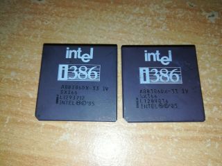 Intel A80386DX - 33,  386DX,  SX366,  Vintage CPU,  GOLD, 3