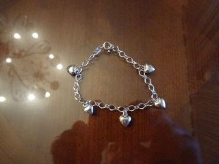 Vintage Sterling Silver Heart Bracelet - - 925 - - Italy