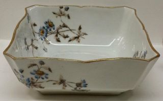 Vintage Depose Limoges Square Porcelain Serving Bowl,  Hand Painted Floral Dish