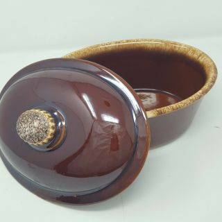 Vintage Hull Pottery Brown Drip Oval Covered Lidded Casserole 10 " X 7 " X 7”tall