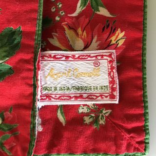 Vintage APRIL CORNELL 49 x 49 Square Tablecloth Red Yellow Flowers Sunflowers 3