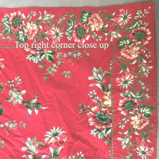 Vintage APRIL CORNELL 49 x 49 Square Tablecloth Red Yellow Flowers Sunflowers 5