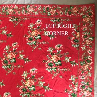 Vintage APRIL CORNELL 49 x 49 Square Tablecloth Red Yellow Flowers Sunflowers 6