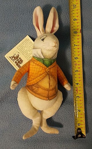 Vintage THE TOY Plush BEAN BAG ALICE IN WONDERLAND White Rabbit with tag 3