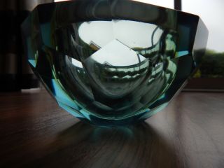 Vintage Murano Glass Faceted Geode Bowl - Blue & Yellow 2