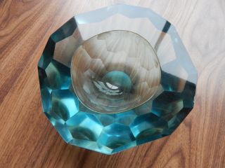 Vintage Murano Glass Faceted Geode Bowl - Blue & Yellow 3
