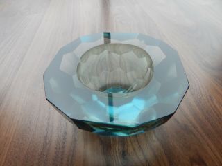 Vintage Murano Glass Faceted Geode Bowl - Blue & Yellow 4