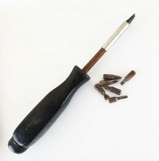 Vintage Snap On Magnetic Screwdriver With Five Bits