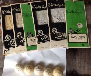 Vintage Walter Hagen Golf Gloves And Golf Balls