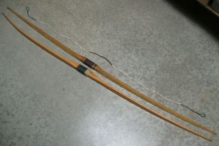 2 Vintage Archery Wooden Longbows 68 " Bows